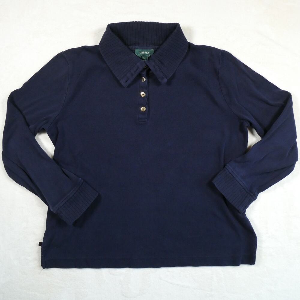 Lauren Ralph Lauren Collared Gold Button Long Sleeve Shirt Size L Americana